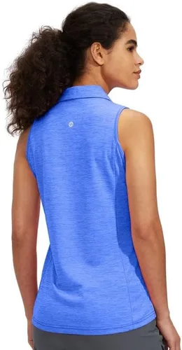 Vista 3 de Viodia Camiseta de golf sin mangas para mujer, con cremallera, de secado rápido, camisetas polo para mujer, ropa de golf
