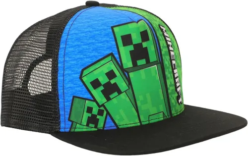 Vista 4 de Minecraft Creepers & Logo Youth Trucker Hat Multicolor, Multi colorido