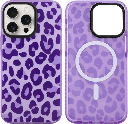Vista 18 de SAKUULO Funda magnética para iPhone 11 Pro Max [Compatible con MagSafe] Patrón de Estampado de Leopardo Gris Claro Funda de Carga Inalámbrica