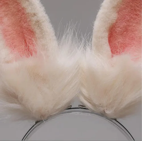 Vista 4 de Faylay Diadema artificial de conejo de peluche con diadema de conejo