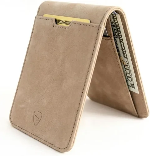 Vista 14 de Vaultskin MANHATTAN - Billetera de piel con bloqueo RFID para hombre, diseño fino, plegable, con ranuras para tarjetas, bolsillo frontal, contiene 9