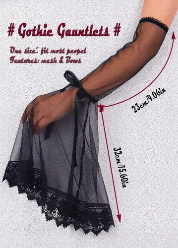 Vista 5 de L'VOW Disfraz gótico de un par de guanteletes negros para mujer, accesorio de bruja de Halloween