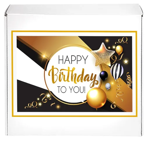 Vista 3 de Galletas de feliz cumpleaños a granel, paquete de 24 unidades envueltas individualmente, regalos de fiesta, comida dorada para hombres, mujeres