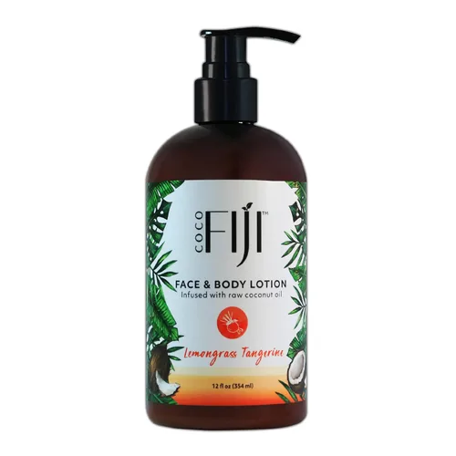 Vista 9 de Coco Fiji Loción facial y corporal infundida con aceite de coco, loción para piel seca, crema facial hidratante y loción de masaje para mujeres
