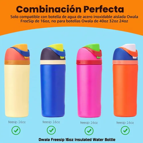 Vista 3 de ALINK Pajitas de acero inoxidable para botella de agua aislada Owala FreeSip de 16 onzas, paquete de 6 popotes de repuesto de metal reutilizables