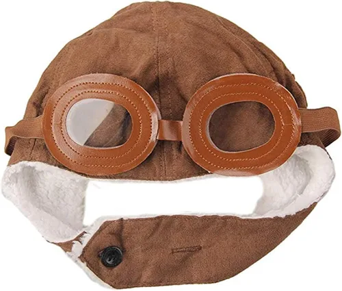 Vista 2 de Gorro con orejeras con polar, muy cálido, estilo aviador. Ideal para niños, de Happy Will Pilot., Talla libre, Marrón