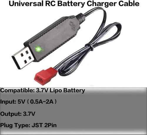 Vista 5 de Cable de carga USB de 3.7 V con enchufe JST compatible con helicóptero de avión RC/Sky Viper Drone/RC Car Toys Accesorios para batería Lipo