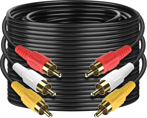 Vista 9 de Cable de Audio y Vídeo 3 RCA Compuesto Macho a Macho para DVD (1.83 m) para Televisión