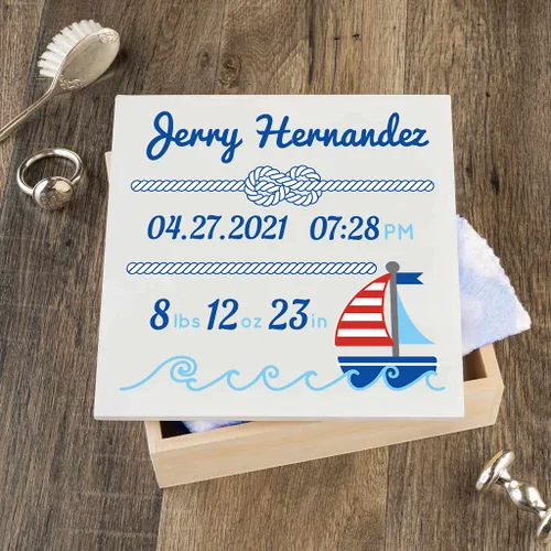 Vista 12 de DIBSIES Caja de recuerdos personalizada para bebé (grande, elefantes azules)