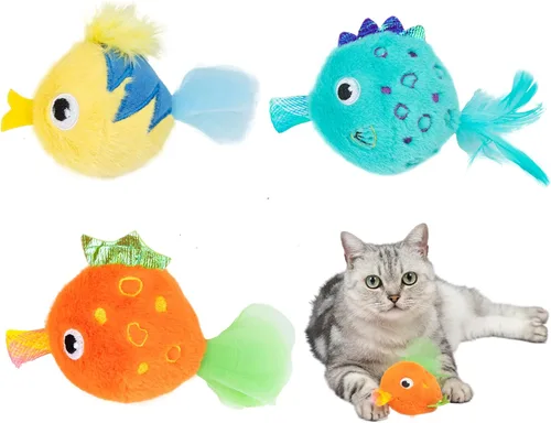 Vista 10 de Catify Best Pet Supplies - Juguete para gatos de patito, pollo y pájaro, alas activadas por movimiento, chirridos realistas, felpa infundida