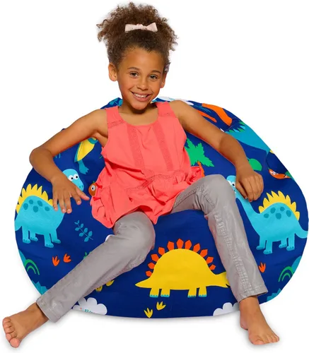Vista 65 de Posh Creations - Sillón puff para niños, adolescentes y adultos, incluye funda extraíble y lavable a máquina, tamaño mediano de 27 pulgadas, lona