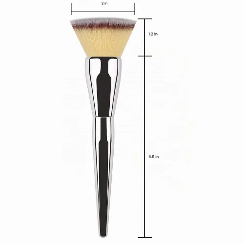 Vista 2 de Brocha de base de maquillaje con parte superior plana, Daubigny - gran brocha de polvo premium, brocha de maquillaje Kabuki duradera perfecta