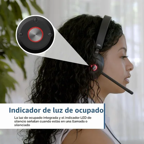 Vista 7 de Cyber Acoustics Auriculares USB HS-2000, optimizado UC, controles