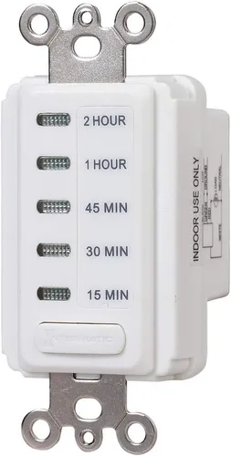 Vista 4 de Temporizador electrónico con autoapagado, cuenta regresiva, empotrado en pared, EI200 5/10/15/30 minutos, marfil, de Intermatic, EI235W