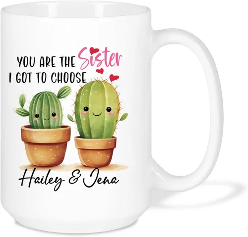Vista 12 de Taza de café personalizada de alma gemela, taza de café de amistad personalizada para mejores amigos con nombres, mejores amigos, hermanas del alma