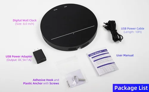 Vista 7 de Reloj de pared digital con pantalla LED grande, fecha, temperatura, brillo automático Pequeño reloj [ENCHUFE] Reloj de pared eléctrico moderno
