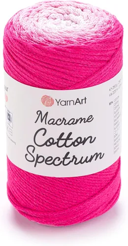 Vista 12 de YarnArt Macramé de Algodón Spectrum – Cuerda Multicolor 80% Algodón – 8.8 oz (250g), 246 yardas (225m) – Cuerda Colorida para Nudos, Tejido 512.2 in