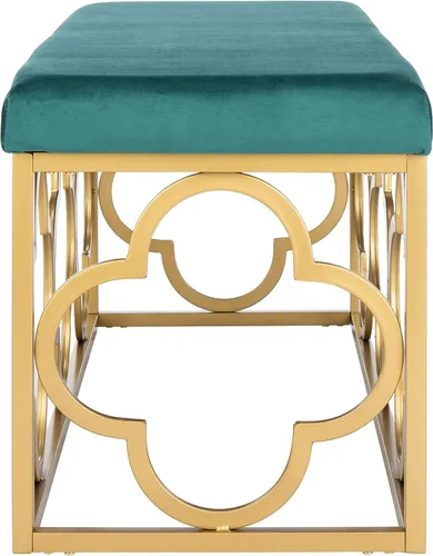 Vista 6 de Safavieh Home Fleur Banco rectangular Glam de terciopelo verde esmeralda y dorado de 45 pulgadas