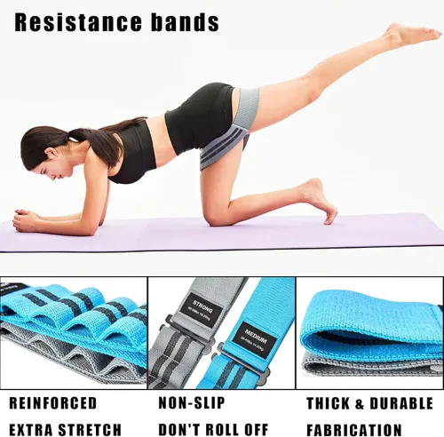 Vista 2 de Adjustable Fabric Resistance Bands for Squats, Glutes & Legs – 5 Levels of Customizable Size, Width & Tension, Non-Slip Booty Bands for Men and