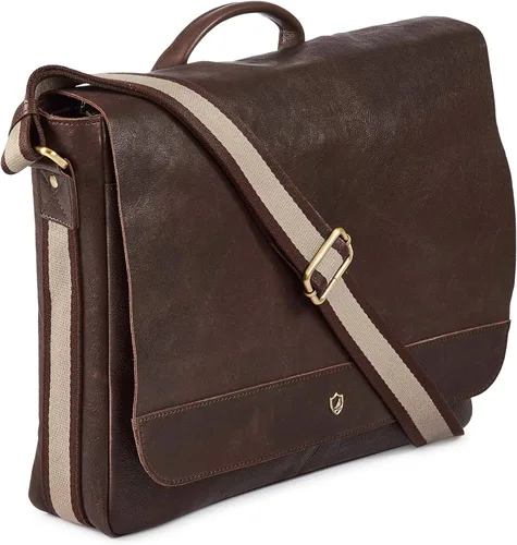 Vista 10 de Bolso de cuero real para computadora portátil, para hombres y mujeres, estilo vintage, estilo mensajero, bolso de hombro hasta 16 pulgadas