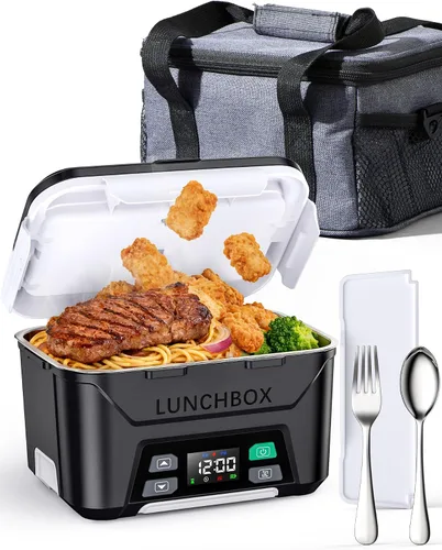 Vista 13 de EAST OAK Fiambrera eléctrica inalámbrica para adultos, lonchera calentada a pilas con calefacción automática, calentador de alimentos portátil