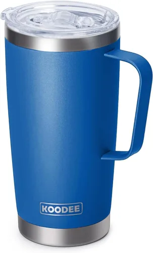 Vista 24 de koodee Vaso Tumbler Delgado de Acero Inoxidable de 20 oz con Aislamiento de Doble Pared, Vaso Tumbler Delgado para Agua para Café, Té (Azul Bebé)