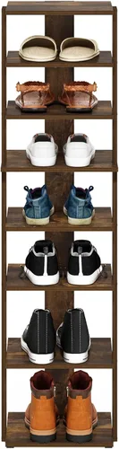 Vista 4 de Furinno Zapatero vertical compacto, organizador de zapatos estrecho de 8 niveles, almacenamiento de zapatos independiente, estante de zapatos