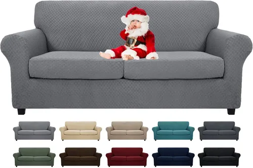 Vista 46 de MAXIJIN funda para sofá de 4 piezas, para sofás de 3 plazas, muy elástica, no se desliza, para perros, para mascotas, protector elástico de muebles