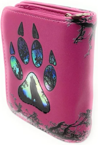 Vista 3 de Shag Wear Wolf Paw - Cartera de animales pequeños para mujeres y adolescentes, piel sintética vegana, color rosa, 4.5 pulgadas, Rosado, Grande