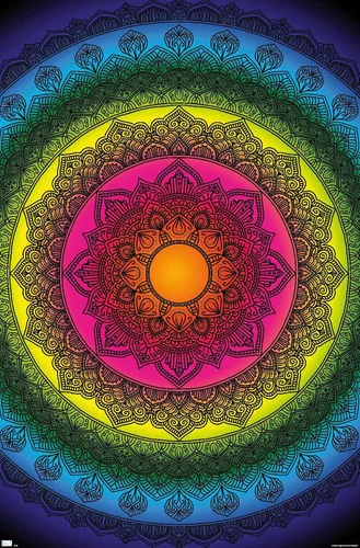 Vista 12 de Trends International Delyth Angharad - Póster de pared con mandalas arcoíris, 14.725 x 22.375 pulgadas, versión enmarcada de madera de granero