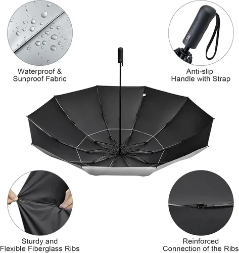 Vista 37 de G4Free Paraguas de golf grande de 42/46/54/62 pulgadas, paraguas compacto de viaje inverso, 10 varillas, resistente al viento para lluvia, doble