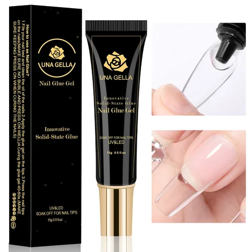 Vista 2 de UNA GELLA Kit de extensión de uñas de gel con puntas de uñas de gel suave, puntas de uñas de almendra, 504 piezas con pegamento de uñas de gel