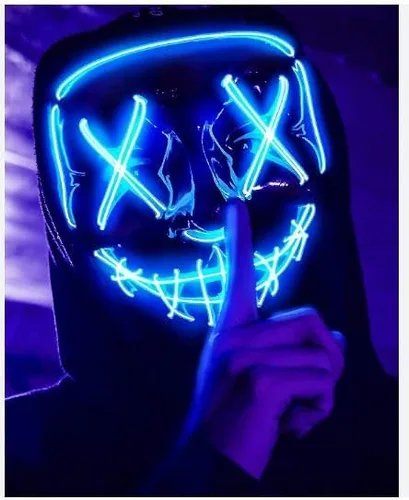 Vista 3 de Máscara de Halloween con luz LED para festivales Cosplay Purge