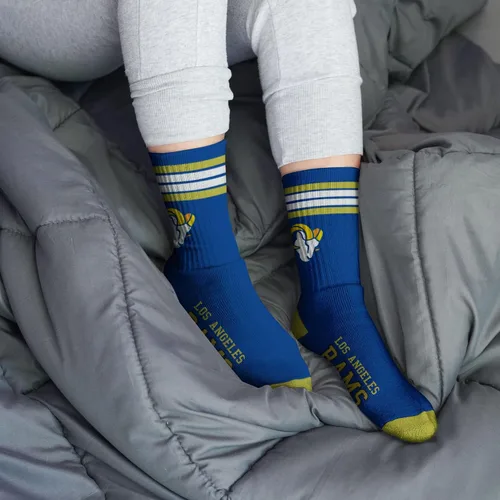 Vista 4 de For Bare Feet - Calcetines para hombre de la NFL, con 4 rayas, de la serie Deuce Performance Crew Los Ángeles Rams