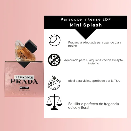 Vista 2 de Prada Paradoxe - Perfume intenso para mujer, mini EDP Travel Splash 0.23 Fl Oz