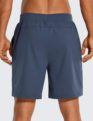 Vista 3 de CRZ YOGA Pantalones cortos de entrenamiento elásticos en cuatro direcciones para hombre, 79 pulgadas, suaves, duraderos, casuales, con bolsillos