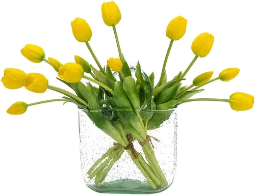 Vista 10 de DUYONE 15 flores de tulipanes artificiales, ramo de látex de tacto real, tulipanes falsos para oficina, boda, fiesta, hogar, cocina, jardín