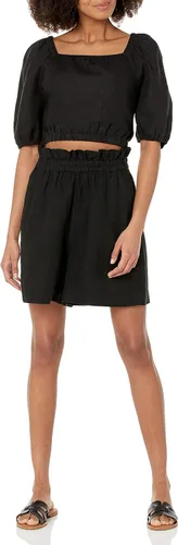 Vista 3 de The Drop Evelyn - Camiseta corta con cuello cuadrado y burbujas para mujer