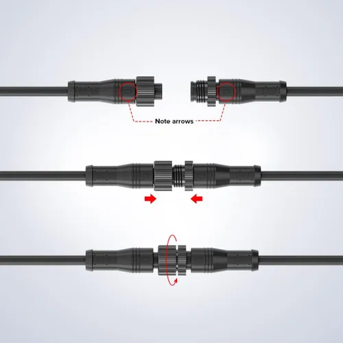 Vista 7 de BTF-LIGHTING Conector eléctrico de tuerca metálica de 2 pines, 18 AWG IP68, conector hembra macho de 7.87 pulgadas/7.9 in, cable de extensión