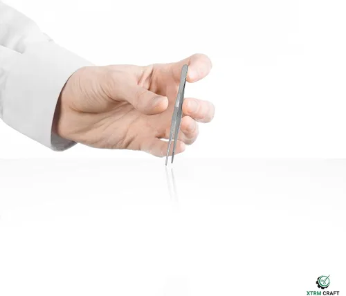 Vista 3 de Pinzas de vestir para pulgar, pinzas multiposición de acero inoxidable, punta dentada recta 4.5 pulgadas