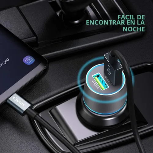 Vista 5 de Cargador rápido USB C para automóvil, compatible con Samsung Galaxy S25 Plus/Ultra/S24/S23/S22/S21/Note 20/10/9/8/S20/S10+/S10e/S9/S8/A50/A70, carga
