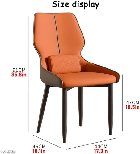 Vista 3 de YVYKFZD Juego de sillas de comedor de cuero, sillas de comedor con patas de metal, sillas de cocina tapizadas, silla minimalista sin brazos
