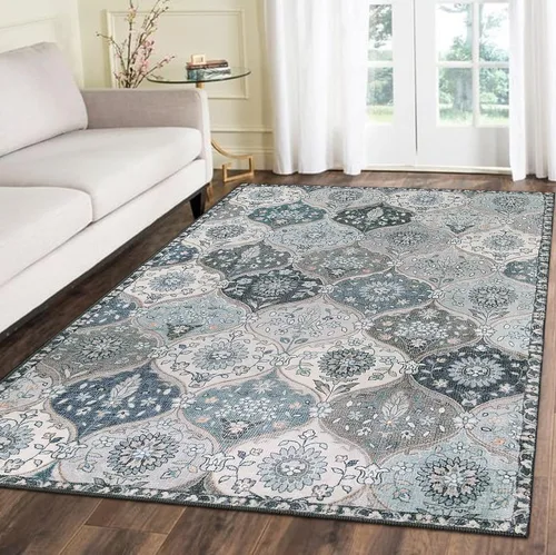 Vista 32 de Lahome - Alfombra marroquí antideslizante y lavable, pequeña alfombra oriental para dormitorio, cocina, entrada, baño, entrada, 61 x 91 cm, crema