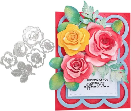Vista 6 de Plantillas de corte de metal, plantillas para bordado, herramientas para álbumes de recortes, flores, encaje, marco, manualidades, plantilla