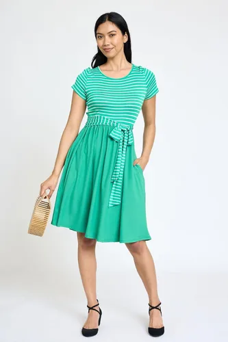 Vista 4 de Eloges - Vestido midi de manga corta en contraste para mujer con bolsillos S-3X Plus