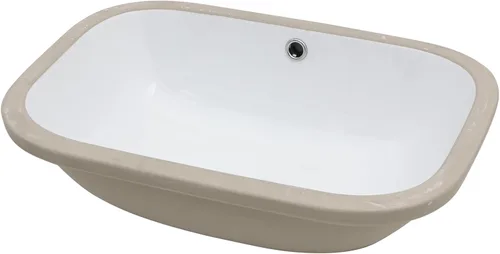 Vista 8 de Fregadero ovalado de cerámica para debajo de la encimera, de 19 x 16 pulgadas, lavabo ovalado de porcelana blanca con desbordamiento