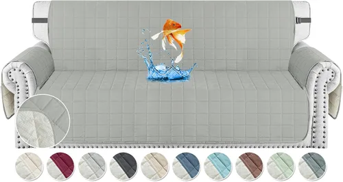 Vista 25 de MAXIJIN Fundas impermeables para sofá de 3 cojines, aptas para mascotas, fundas acolchadas para sofá de 69 pulgadas, lavables, protector de sofá