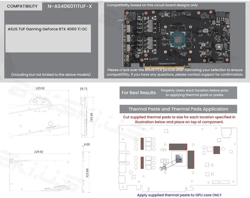 Vista 7 de Bykski Cobertura completa GPU Bloque de agua y placa trasera para ASUS TUF Gaming GeForce RTX 4060 Ti OC (N-AS4060TITUF-X)