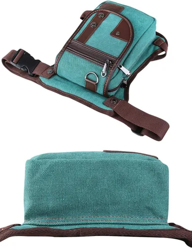 Vista 5 de Bolsa de pierna caída para motocicleta, lona duradera con múltiples bolsillos, cintura máxima de 56 pulgadas