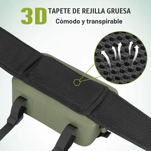 Vista 5 de thkfish Riñonera de pesca impermeable, bolsa de aparejos de pesca con correa ajustable, soporte para caña de pescar, cierre hermético de cremallera
